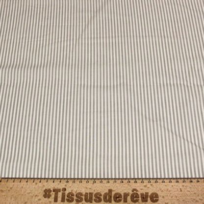 Popeline 100% coton - Rayé gris et blanc 2