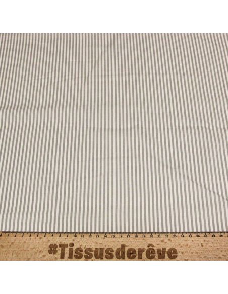 Popeline 100% coton - Rayé gris et blanc