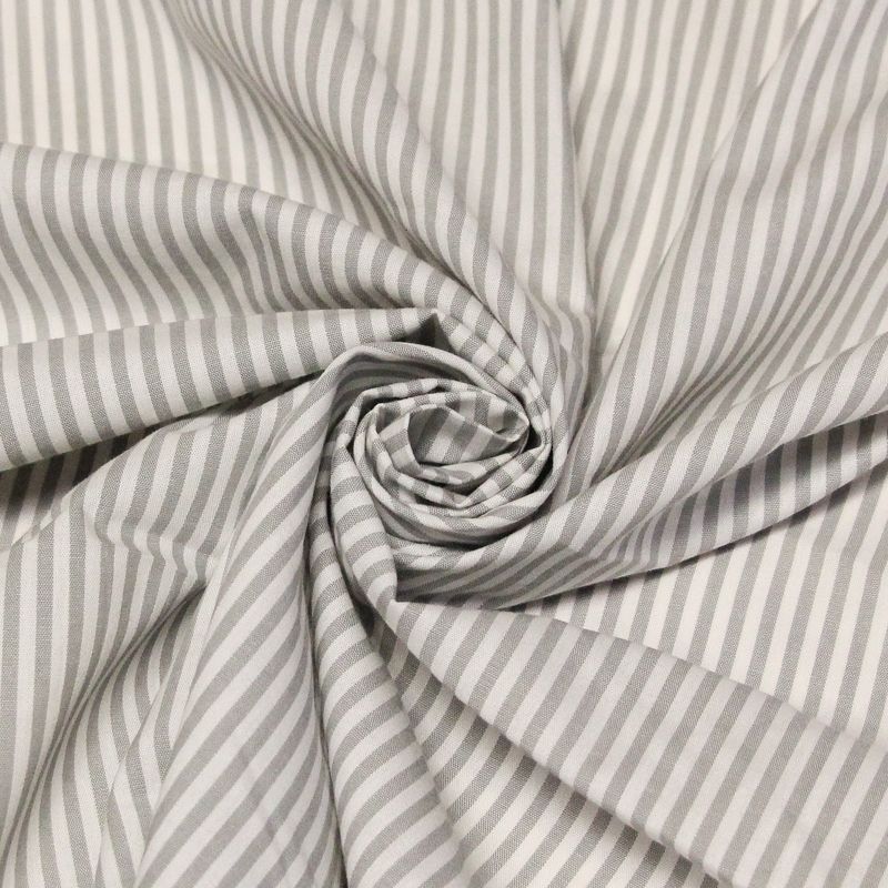Popeline 100% coton - Rayé gris et blanc