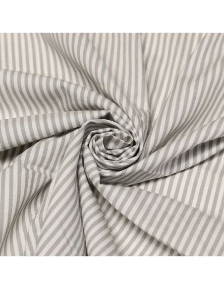 Popeline 100% coton - Rayé gris et blanc