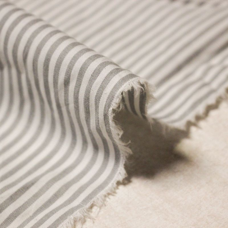 Popeline 100% coton - Rayé gris et blanc