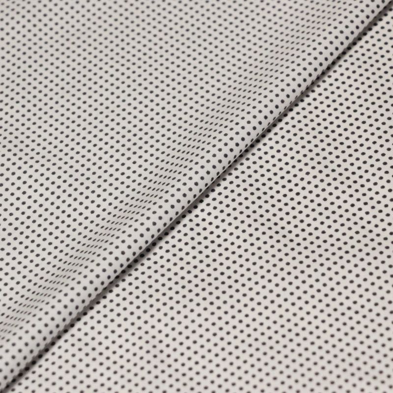 Popeline 100% coton - Pois gris sur fond blanc