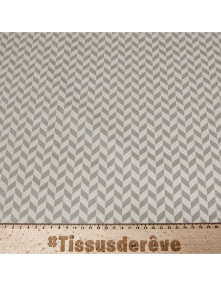Gabardine coton & élasthanne - Beige motif géométrique