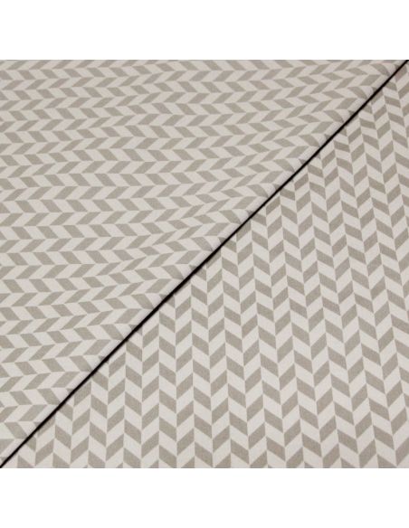 Gabardine coton & élasthanne - Beige motif géométrique