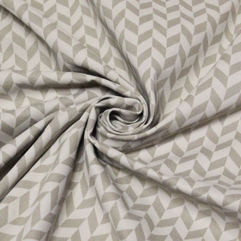Gabardine coton & élasthanne - Beige motif géométrique