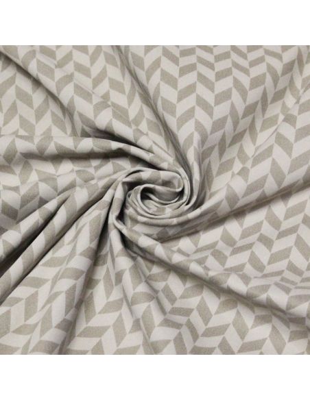 Gabardine coton & élasthanne - Beige motif géométrique