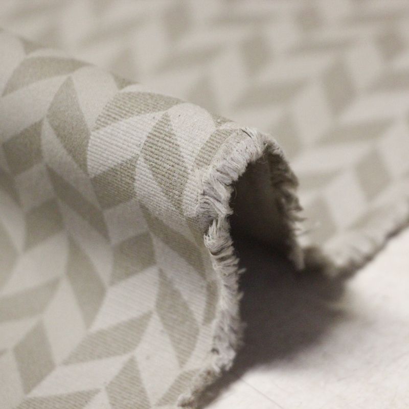 Gabardine coton & élasthanne - Beige motif géométrique