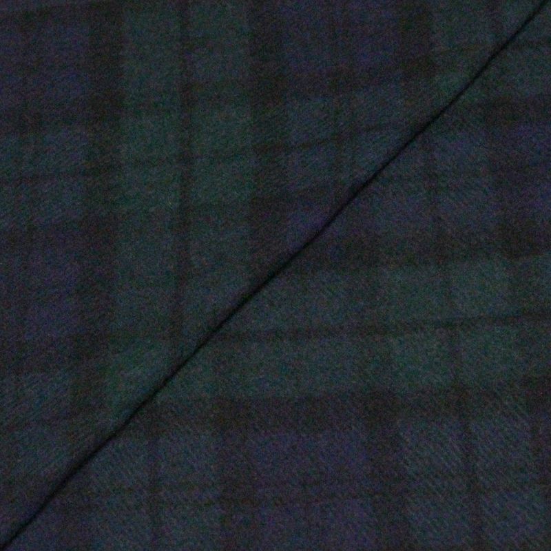 Écharpe à frange de laine - Carreaux vert et bleu