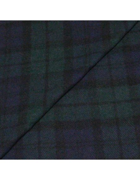 Écharpe à frange de laine - Carreaux vert et bleu