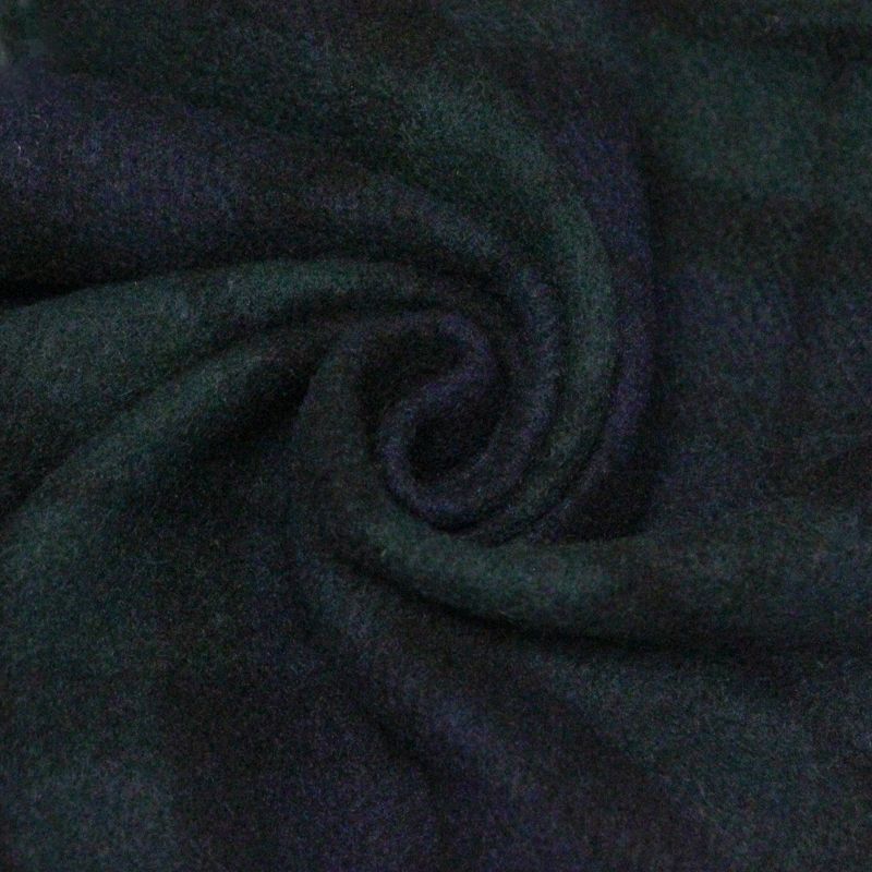 Écharpe à frange de laine - Carreaux vert et bleu