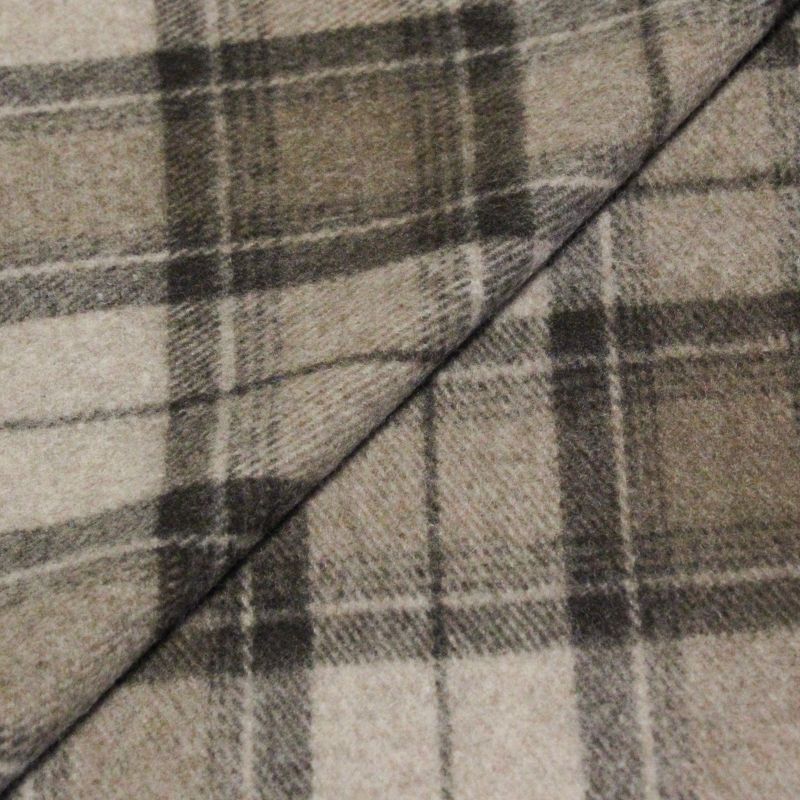 Écharpe à frange de laine - Carreaux marron