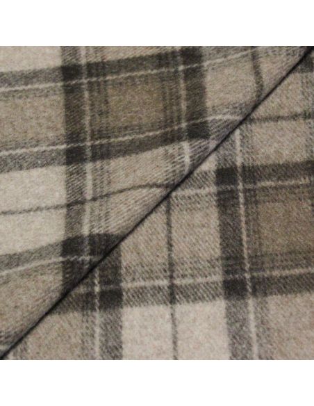 Écharpe à frange de laine - Carreaux marron