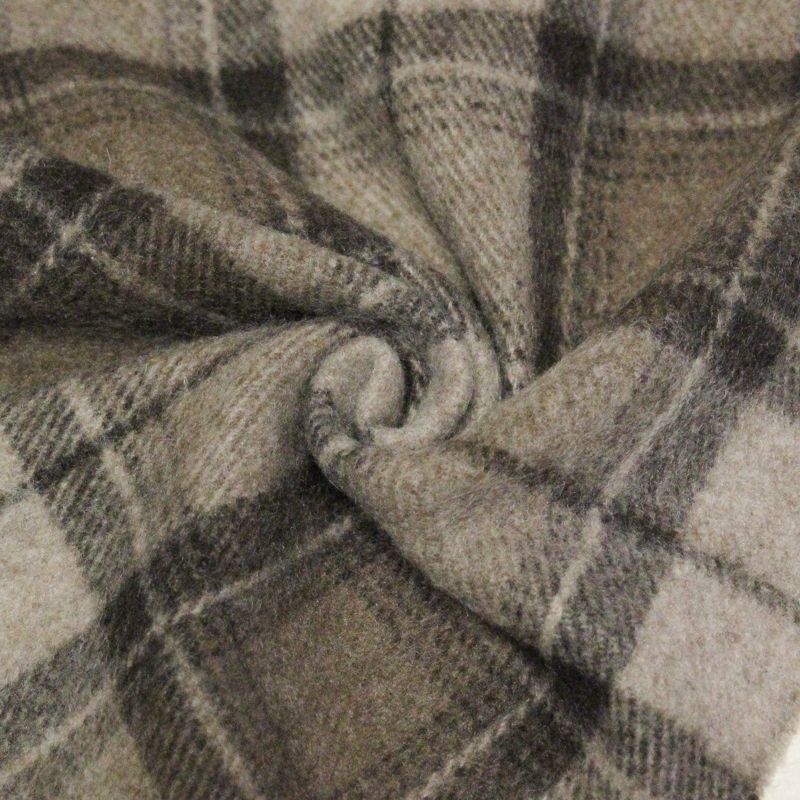 Écharpe à frange de laine - Carreaux marron