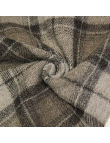 Écharpe à frange de laine - Carreaux marron