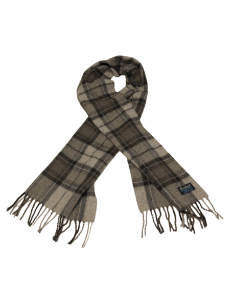 Écharpe à frange de laine - Carreaux marron