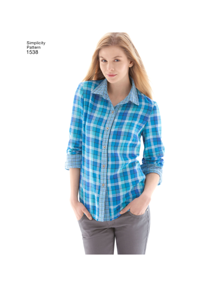 Patron Simplicity 1538.H5 (34-42) - Chemise boutonnée pour femmes