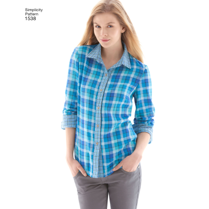 Patron Simplicity 1538.R5 (42-50) - Chemise boutonnée pour femmes 2