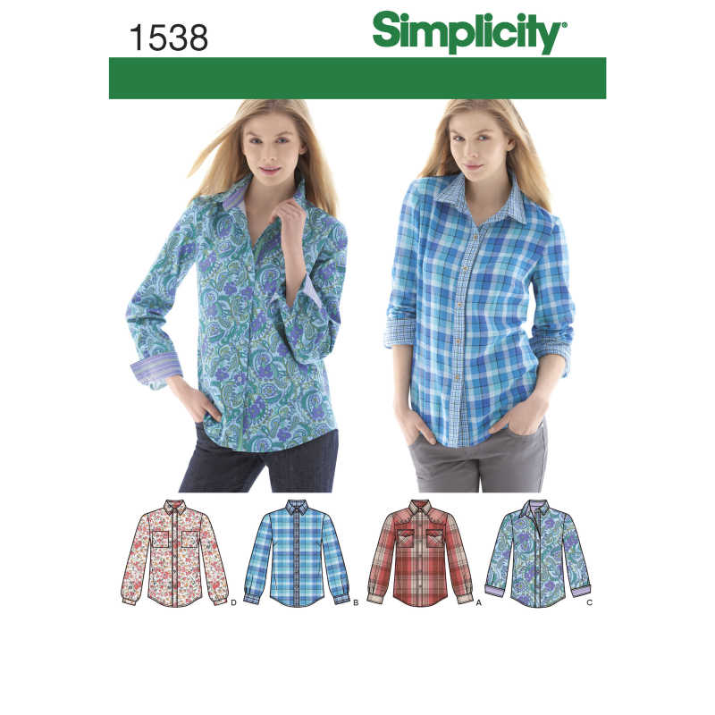 Patron Simplicity 1538.R5 (42-50) - Chemise boutonnée pour femmes
