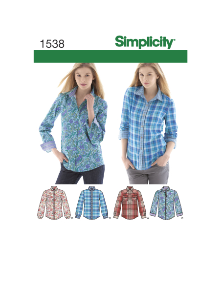 Patron Simplicity 1538.R5 (42-50) - Chemise boutonnée pour femmes