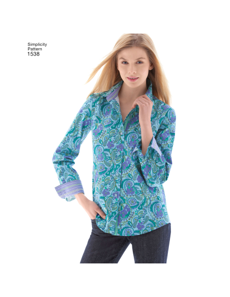 Patron Simplicity 1538.R5 (42-50) - Chemise boutonnée pour femmes