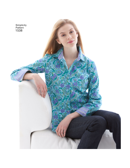 Patron Simplicity 1538.R5 (42-50) - Chemise boutonnée pour femmes