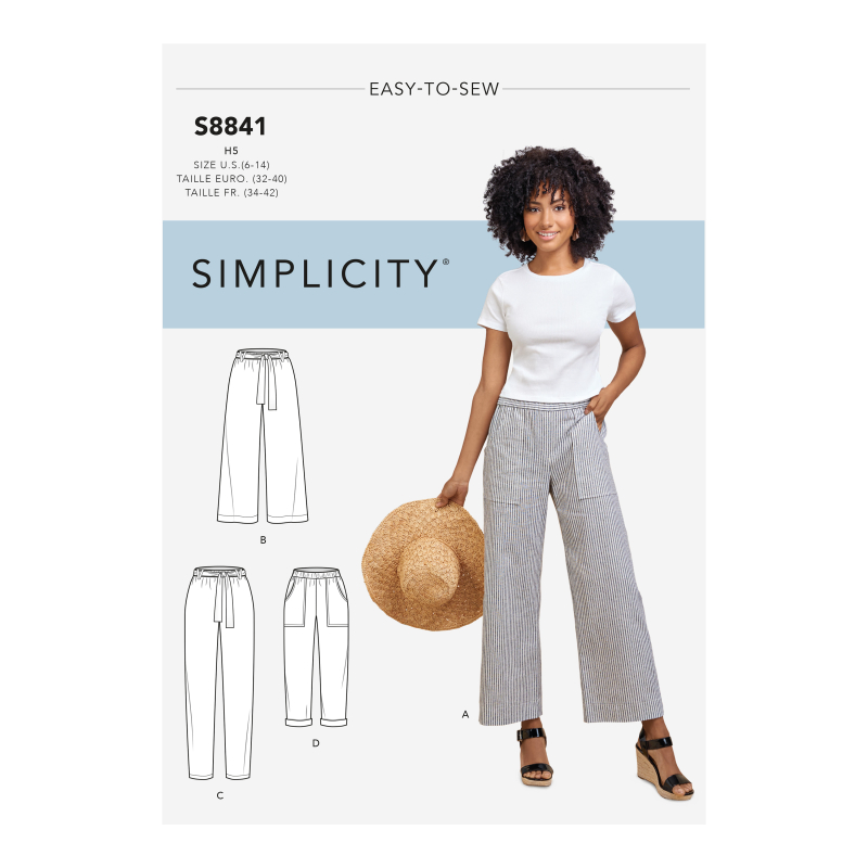 Patron Simplicity 8841.H5 (34-42) - Pantalons à enfiler à jambes larges ou étroites pour femmes