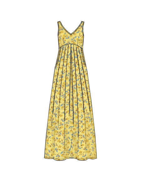 Patron Simplicity 8910.R5 (42-50) - Robe à encolure en V et taille empire