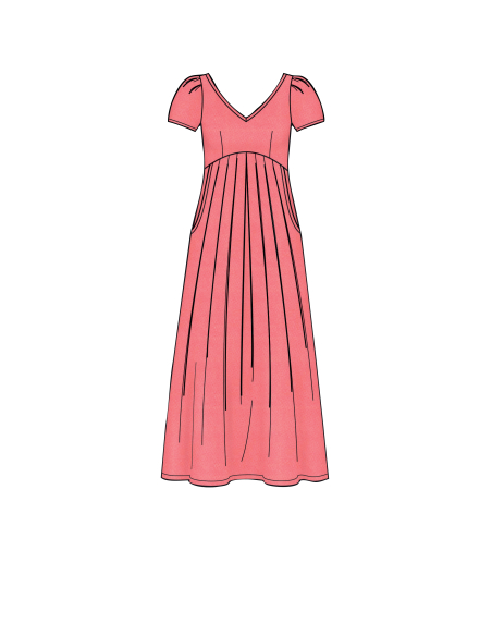 Patron Simplicity 8910.R5 (42-50) - Robe à encolure en V et taille empire