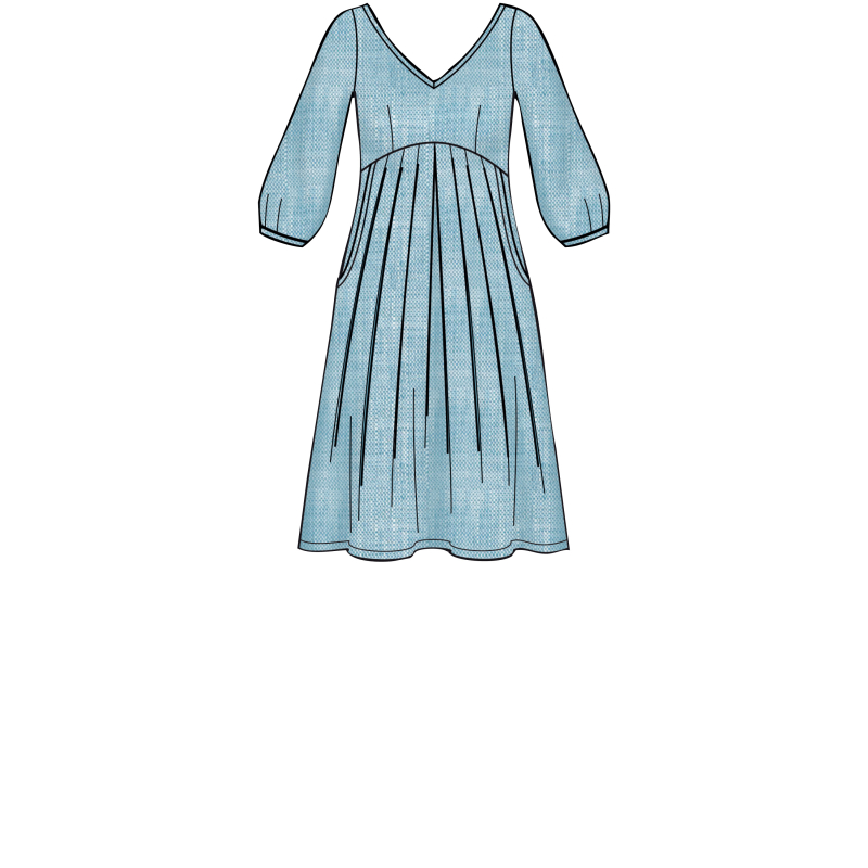 Patron Simplicity 8910.R5 (42-50) - Robe à encolure en V et taille empire