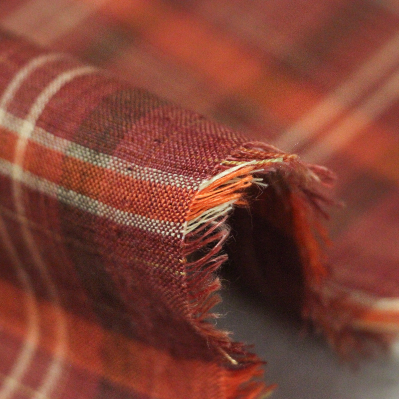 Étoffe 100 % lin - Carreaux brique