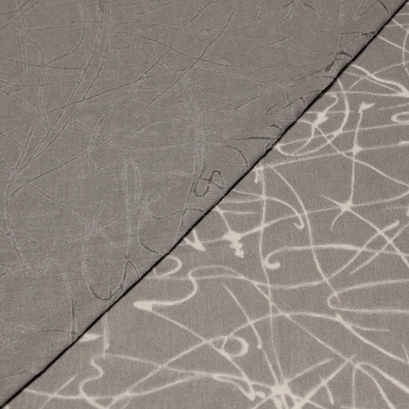 Étoffe de lin - Lignes abstraites grises