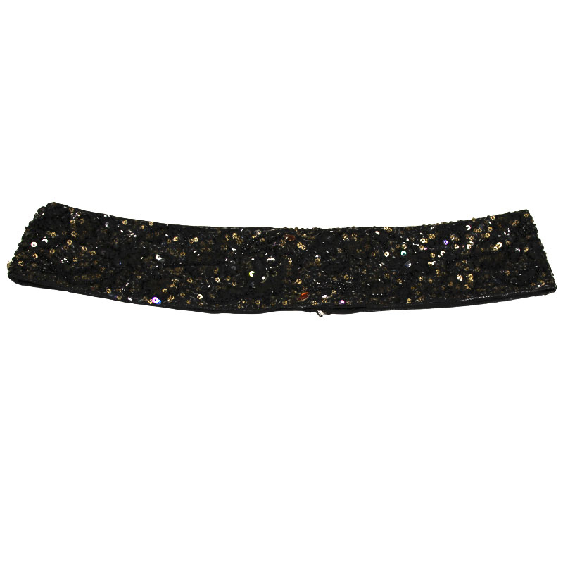 Ceinture à sequin brodée main - Noir (Taille M)