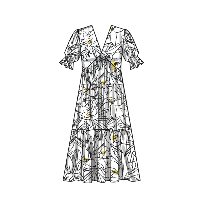 Patron Simplicity 9702.Y5 (46-54) - Robe à encolure en V et taille empire