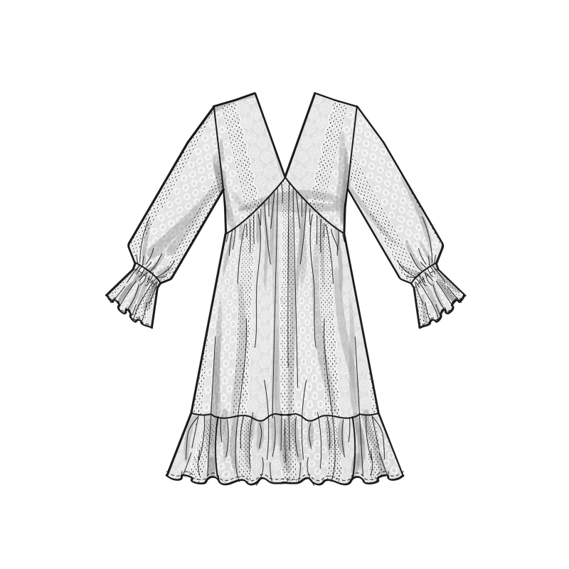 Patron Simplicity 9702.Y5 (46-54) - Robe à encolure en V et taille empire