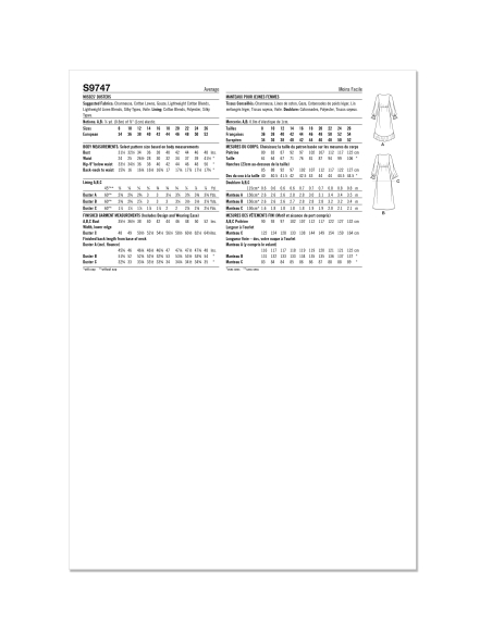 Patron Simplicity 9747.K5 (36-44) - Dusters pour femmes en trois longueurs