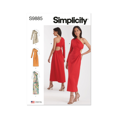 Patron Simplicity 9885.K5 (36-44) - Robe asymétrique à découpes et fronces