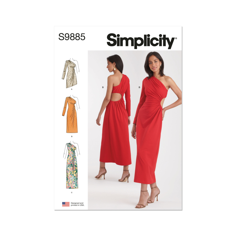 Patron Simplicity 9885.K5 (36-44) - Robe asymétrique à découpes et fronces