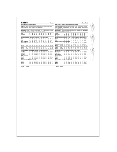 Patron Simplicity 9885.K5 (36-44) - Robe asymétrique à découpes et fronces