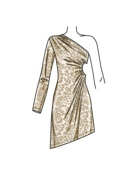 Patron Simplicity 9885.K5 (36-44) - Robe asymétrique à découpes et fronces