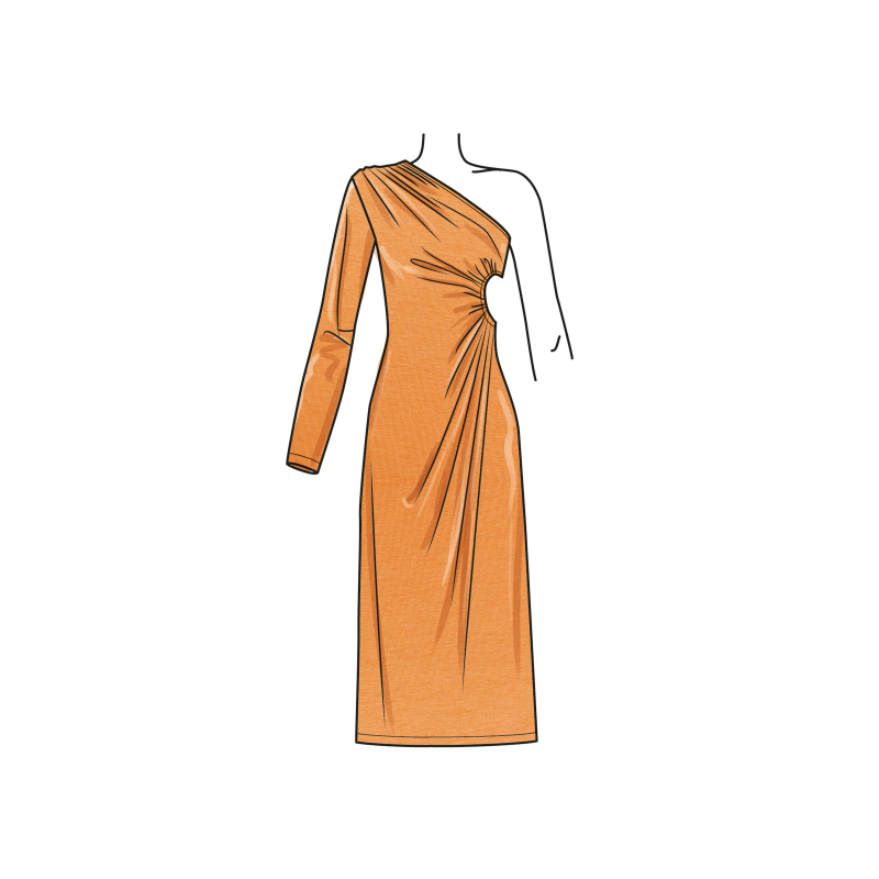 Patron Simplicity 9885.K5 (36-44) - Robe asymétrique à découpes et fronces