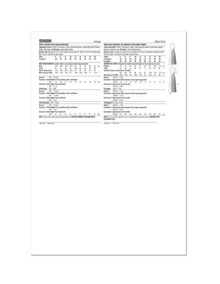 Patron Simplicity 9886.D5 (32-40) - Robe ajustée avec variations de longueur