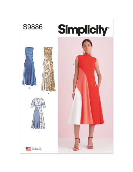 Patron Simplicity 9886.D5 (32-40) - Robe ajustée avec variations de longueur