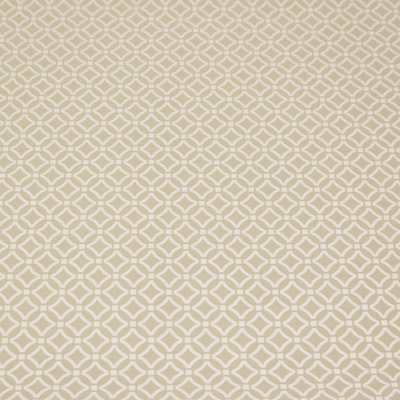 Satin coton & élasthanne - Losange blanc fond beige