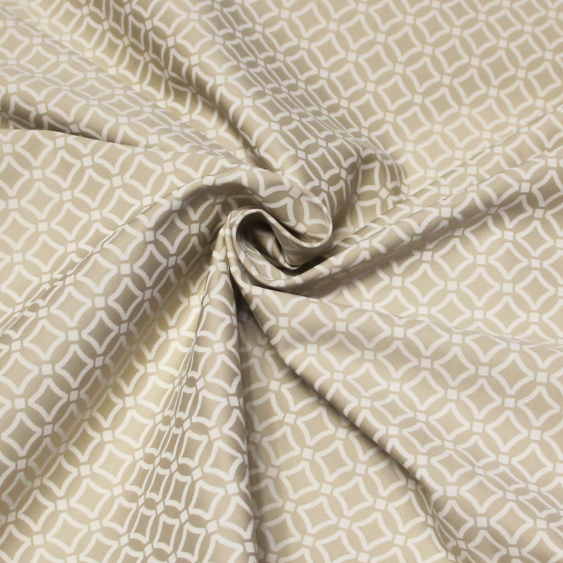 Satin coton & élasthanne - Losange blanc fond beige