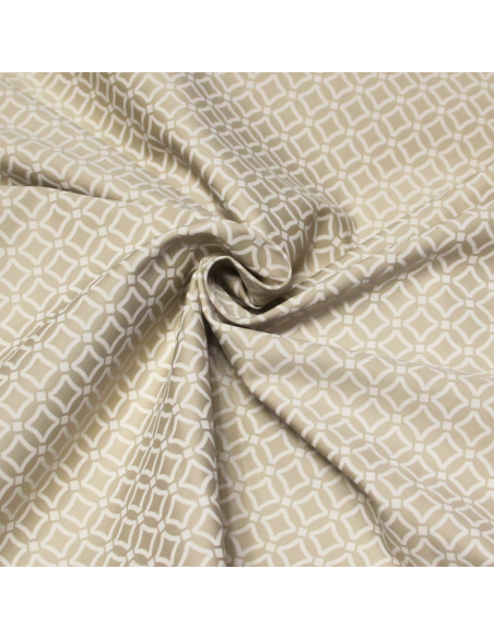 Satin coton & élasthanne - Losange blanc fond beige