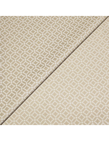 Satin coton & élasthanne - Losange blanc fond beige