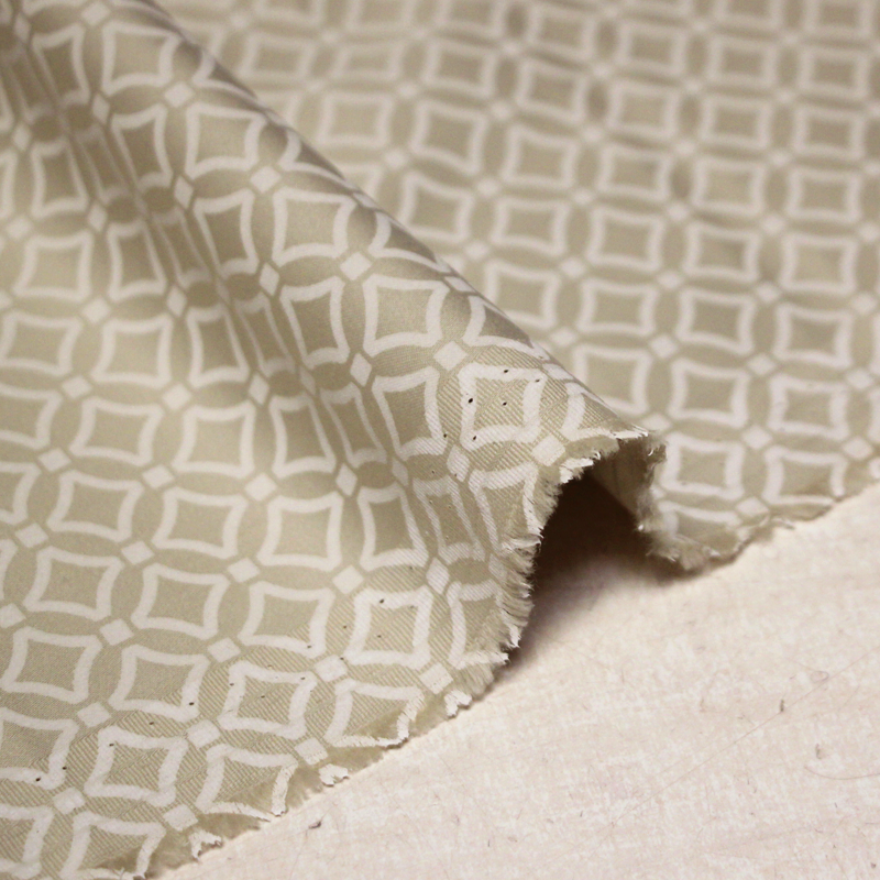 Satin coton & élasthanne - Losange blanc fond beige