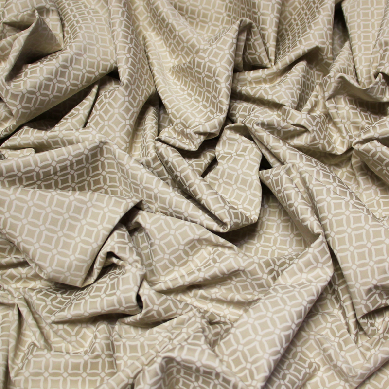 Satin coton & élasthanne - Losange blanc fond beige