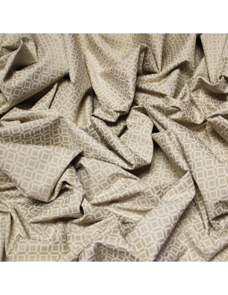 Satin coton & élasthanne - Losange blanc fond beige