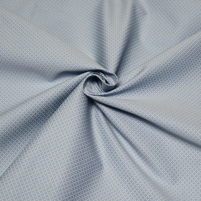 Satin coton & élasthanne - Pointillé blanc fond bleu clair